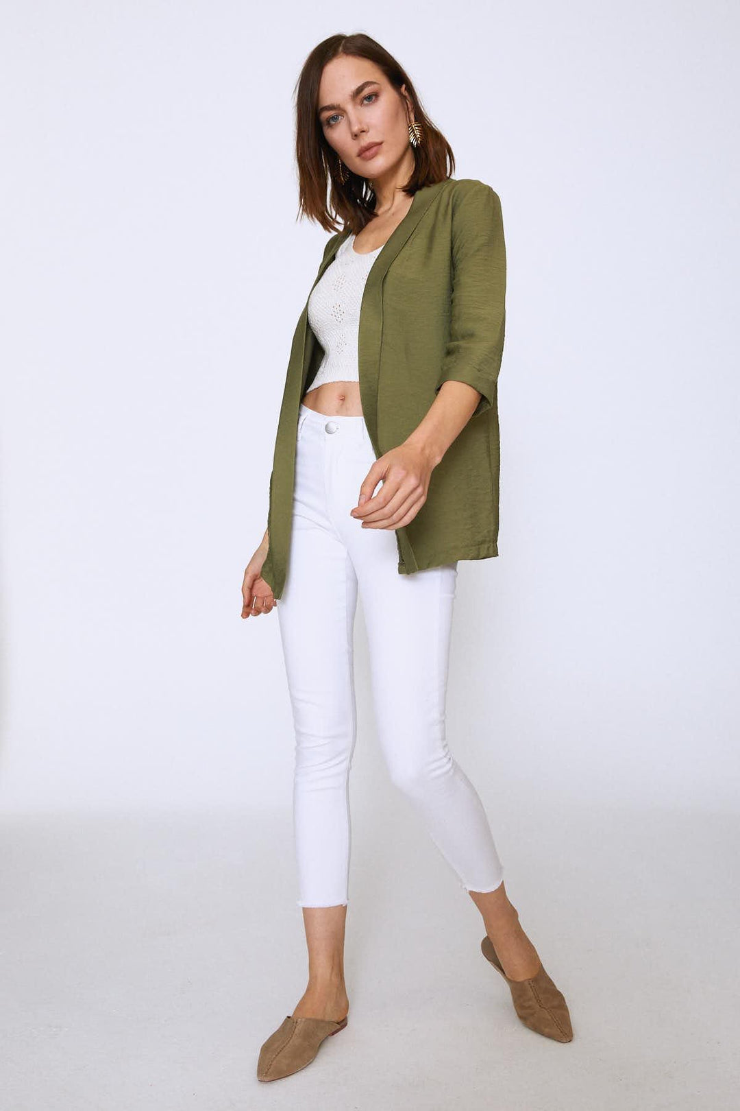 Shawl Collar Jacket Khaki