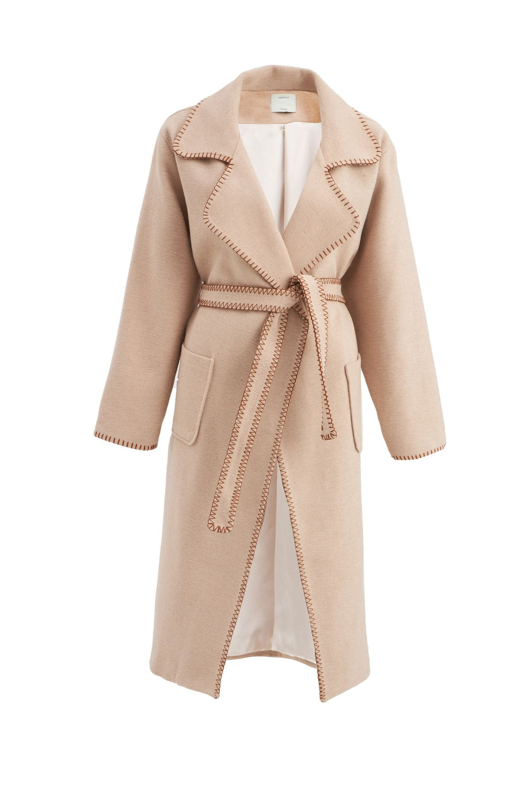 Double Breasted Belted Coat Beige