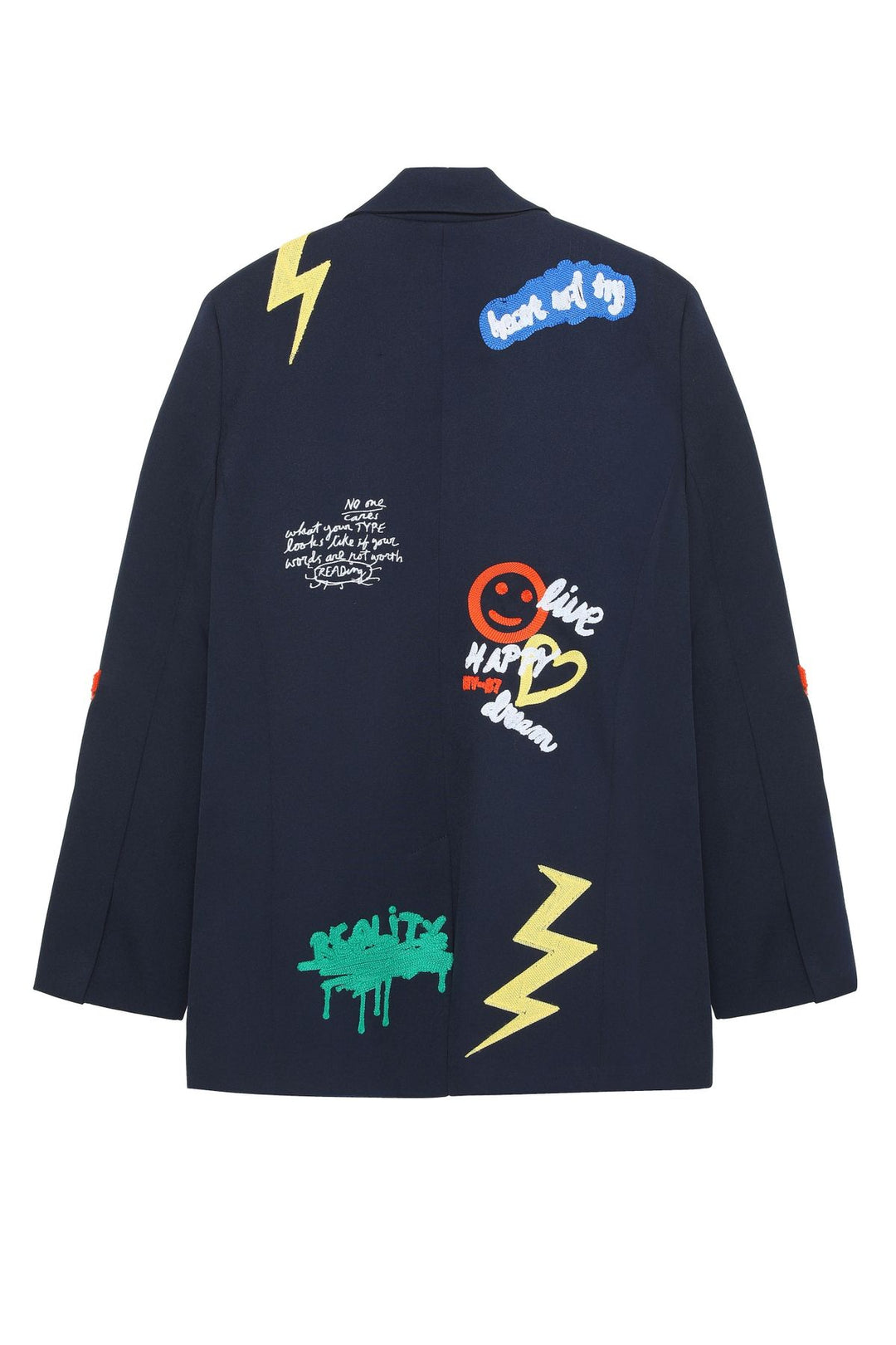 Nakış Detaylı Blazer Ceket Lacivert