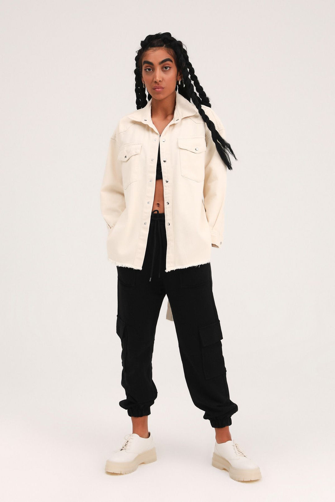 Belted Gabardine Jacket Bone