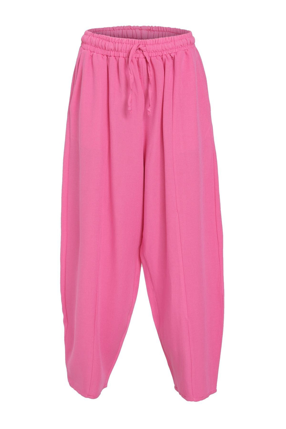 Beli Lastikli Keten Pantolon Pembe