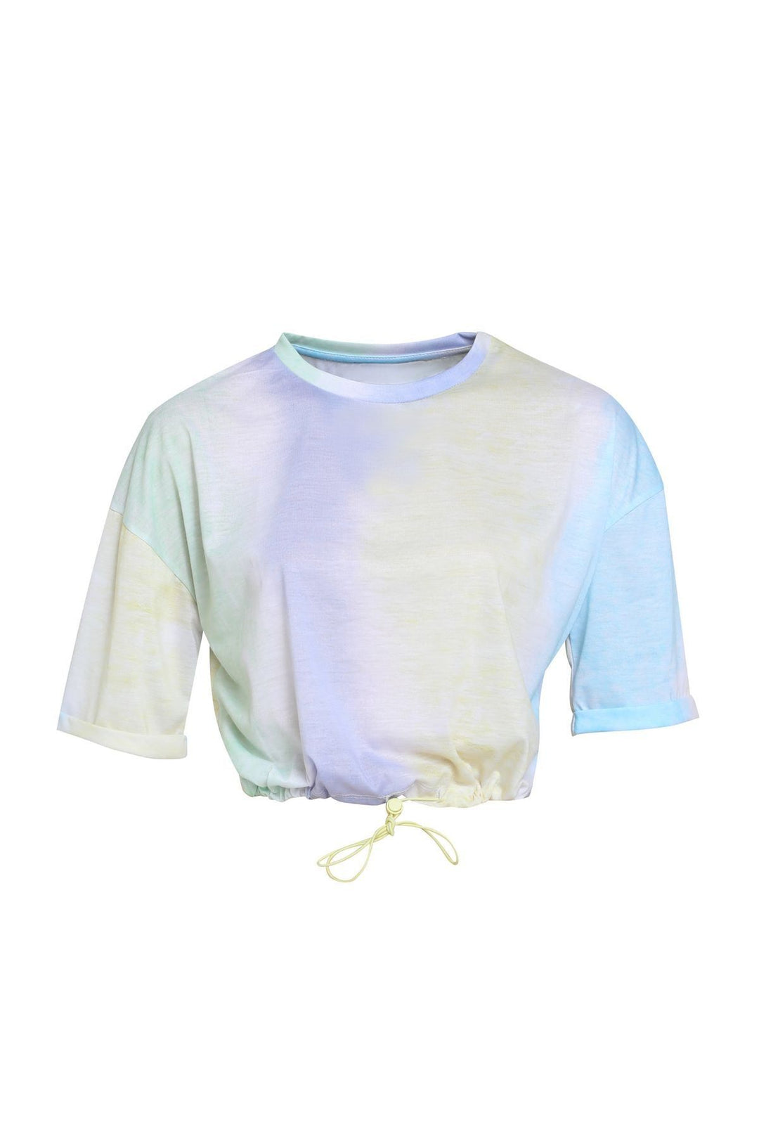 Tie-Dye Patterned Elastic Waist T-Shirt Yellow