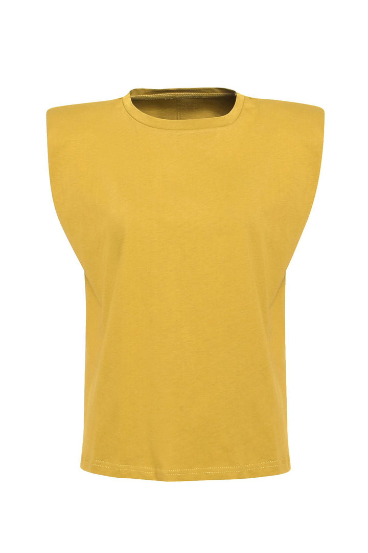 Padded Sleeveless Basic T-Shirt Olive
