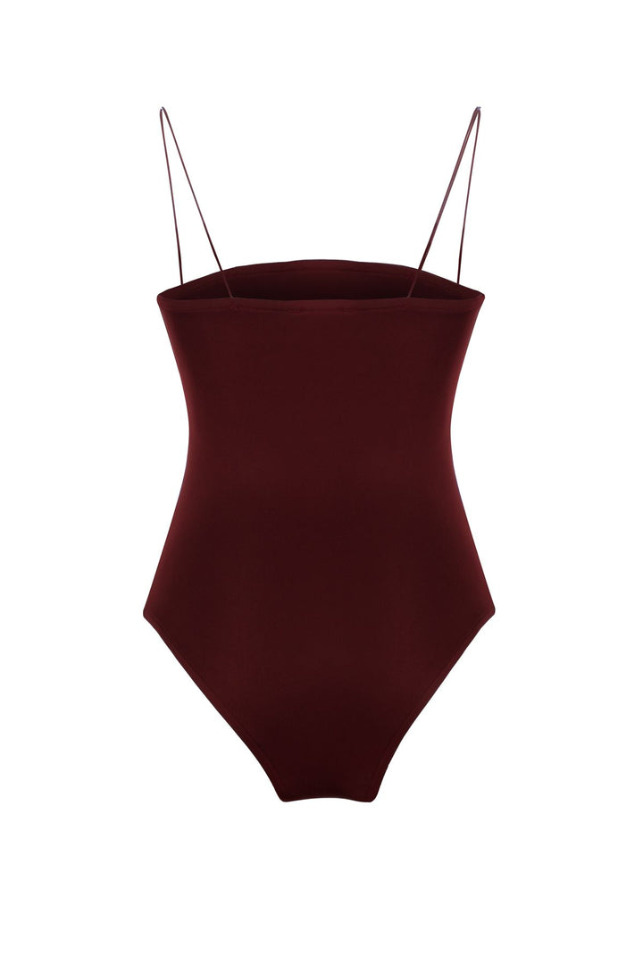Thin Strap Bodysuit Claret Red