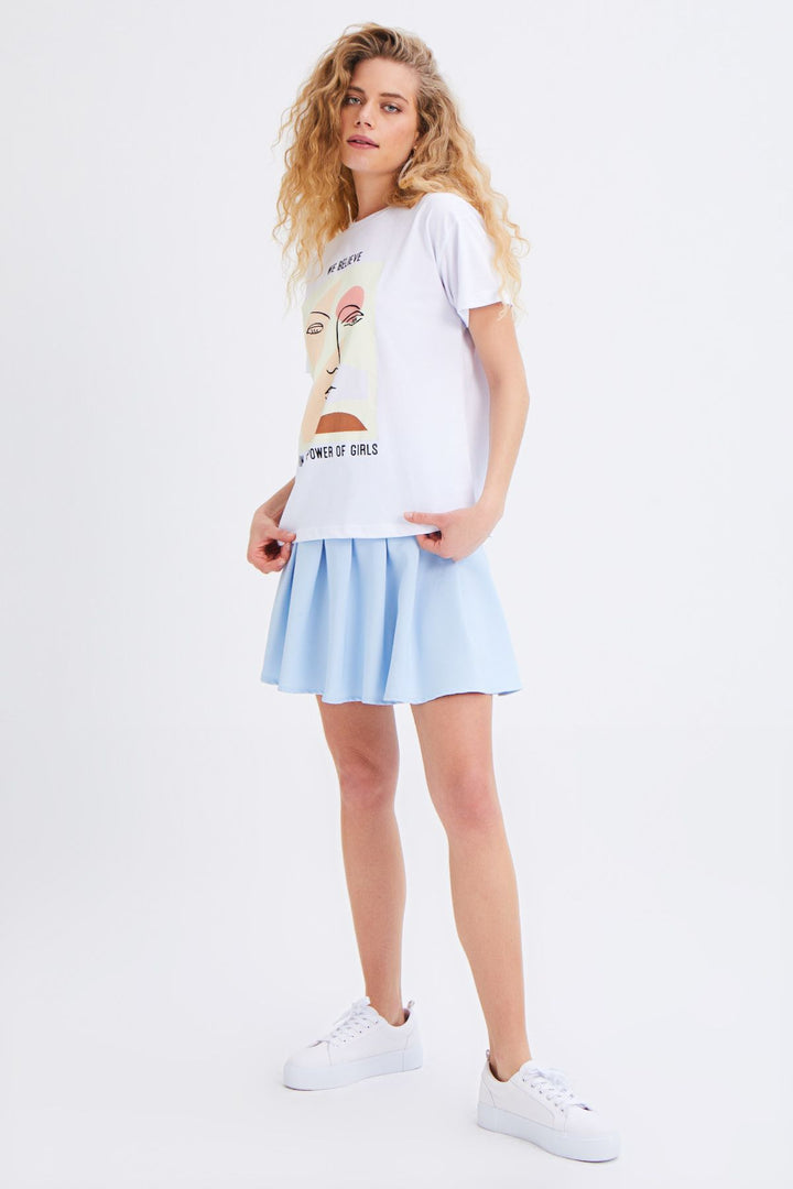 Baskılı Tişört Beyaz