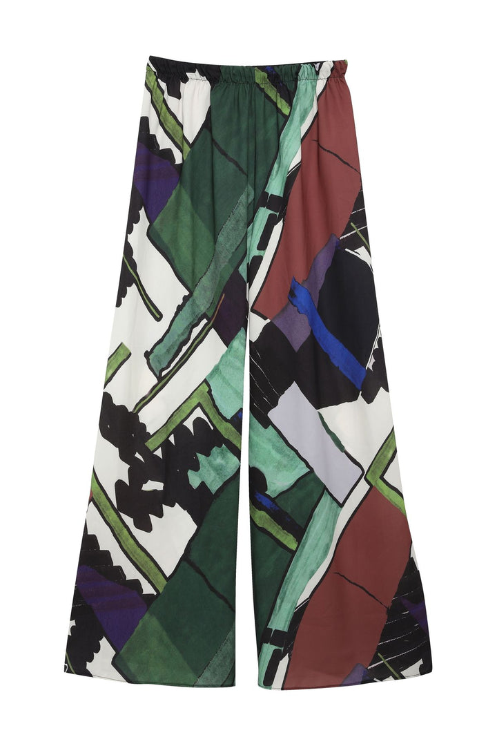 Wide Leg Patterned Trousers Black