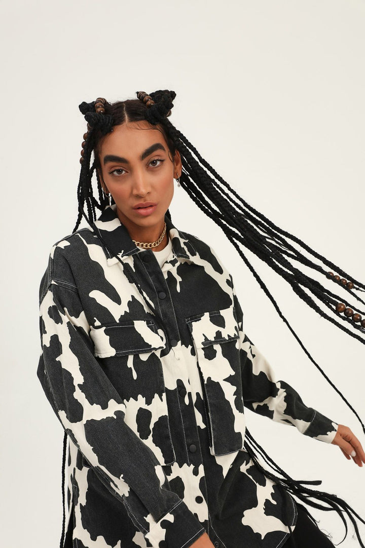 Patterned Gabardine Shirt Black