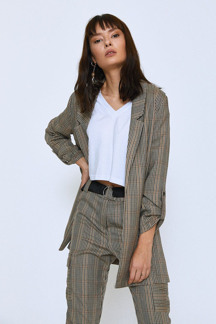 Patterned Long Jacket Gray