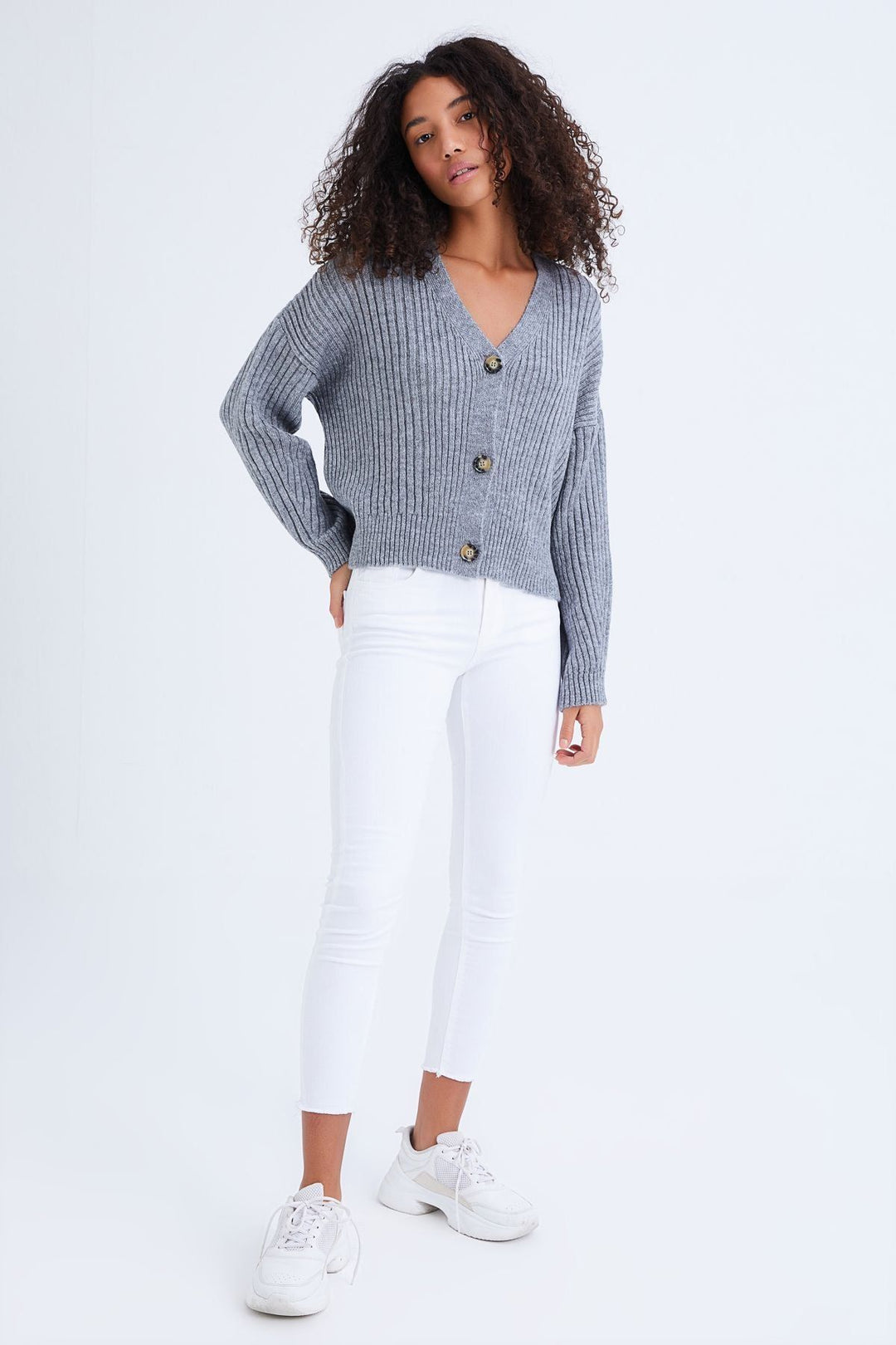 Buttoned Cardigan Gray