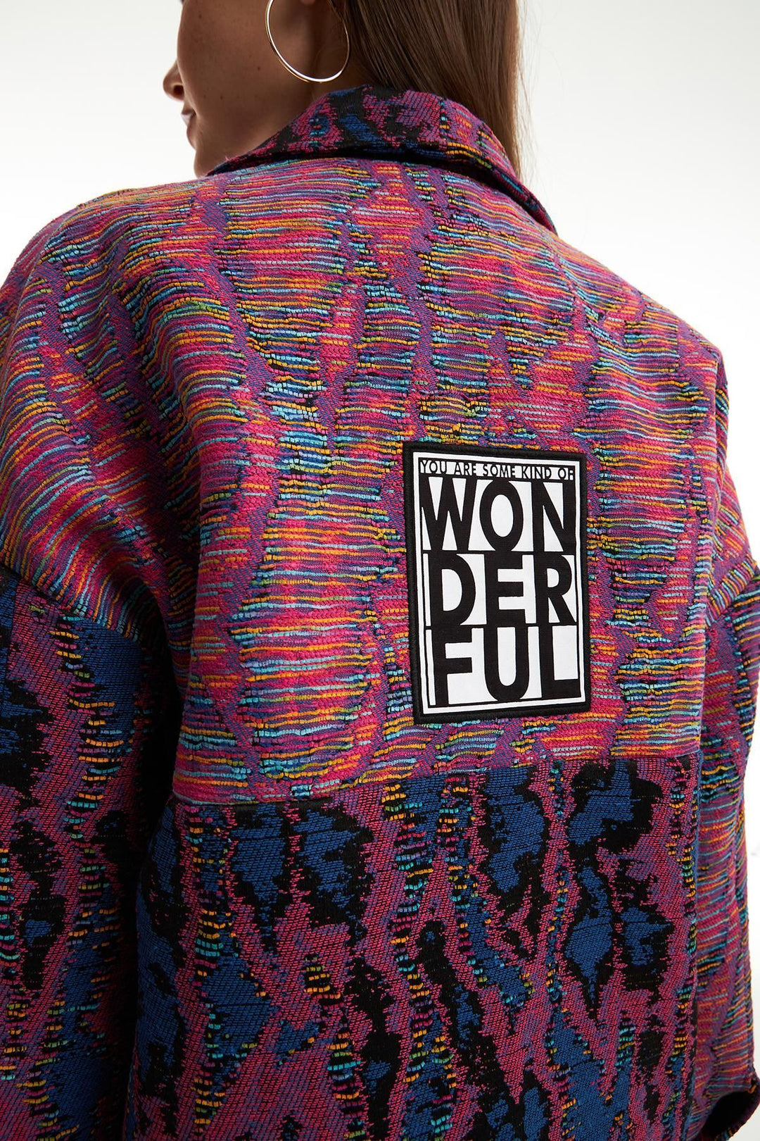 Embroidered Back Patterned Coat Fuchsia