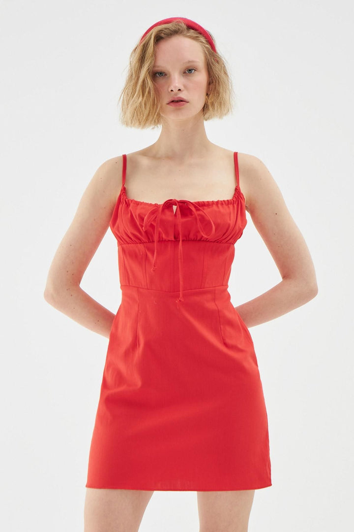 Strap Underwire Mini Dress Red
