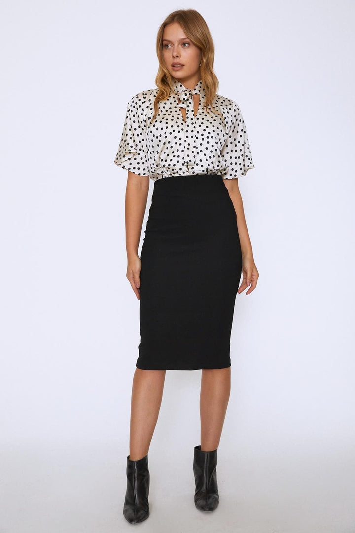 Midi Length Pencil Skirt Black