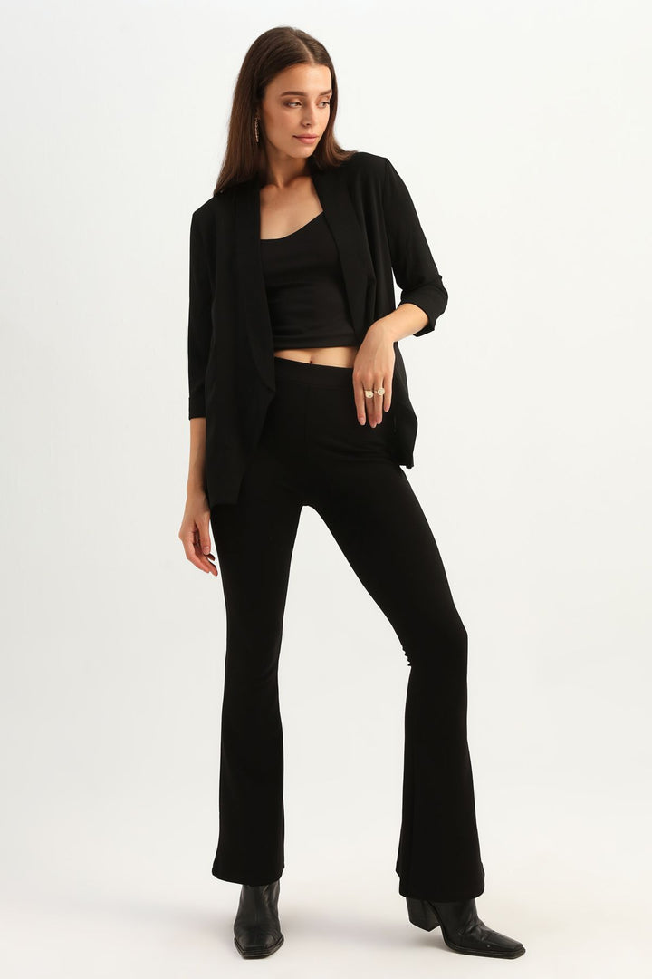Şal Yaka Fileto Cepli Ceket Siyah