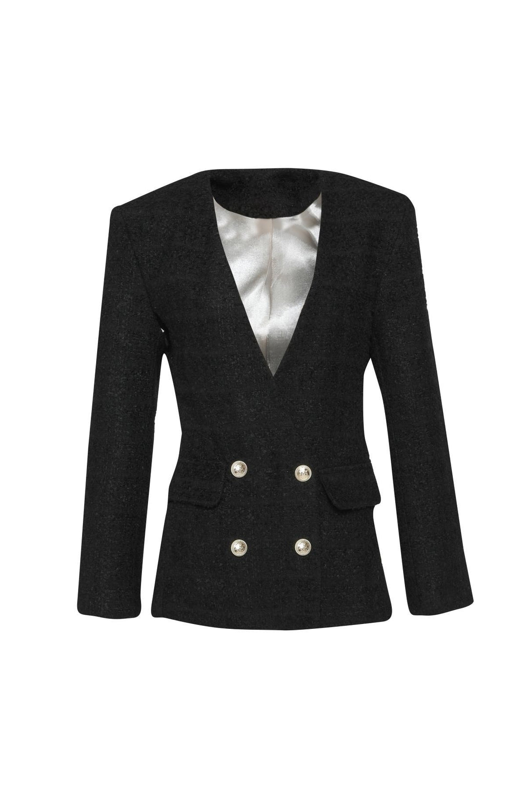 Kruvaze Tüvit Blazer Ceket Siyah