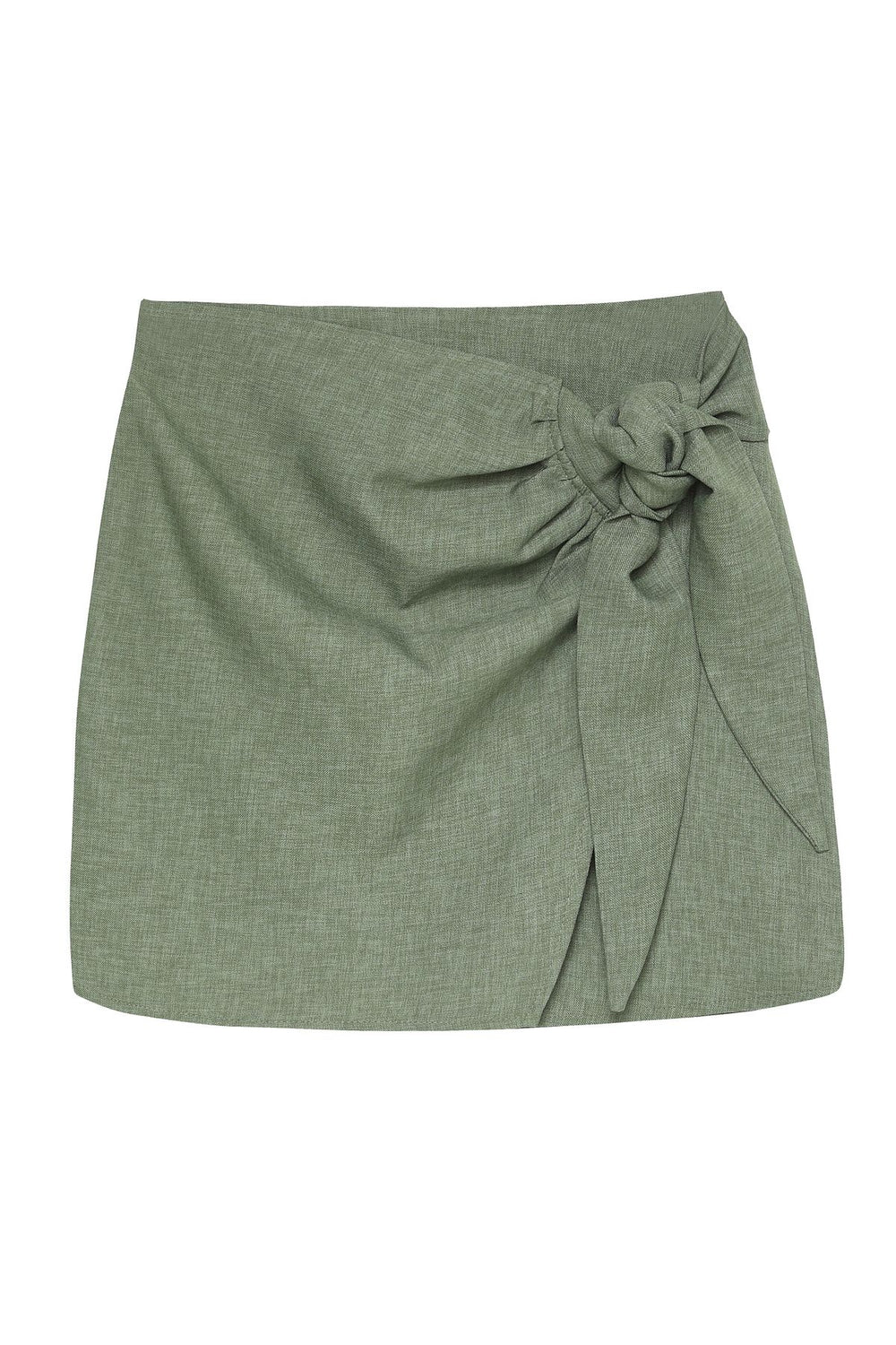 Tie Detailed Wrap Mini Skirt Khaki