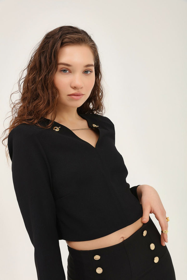 Accessory Waistband Blouse Black