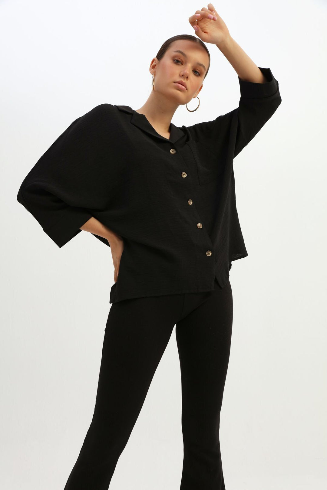 Single Pocket Oversize Shirt Black