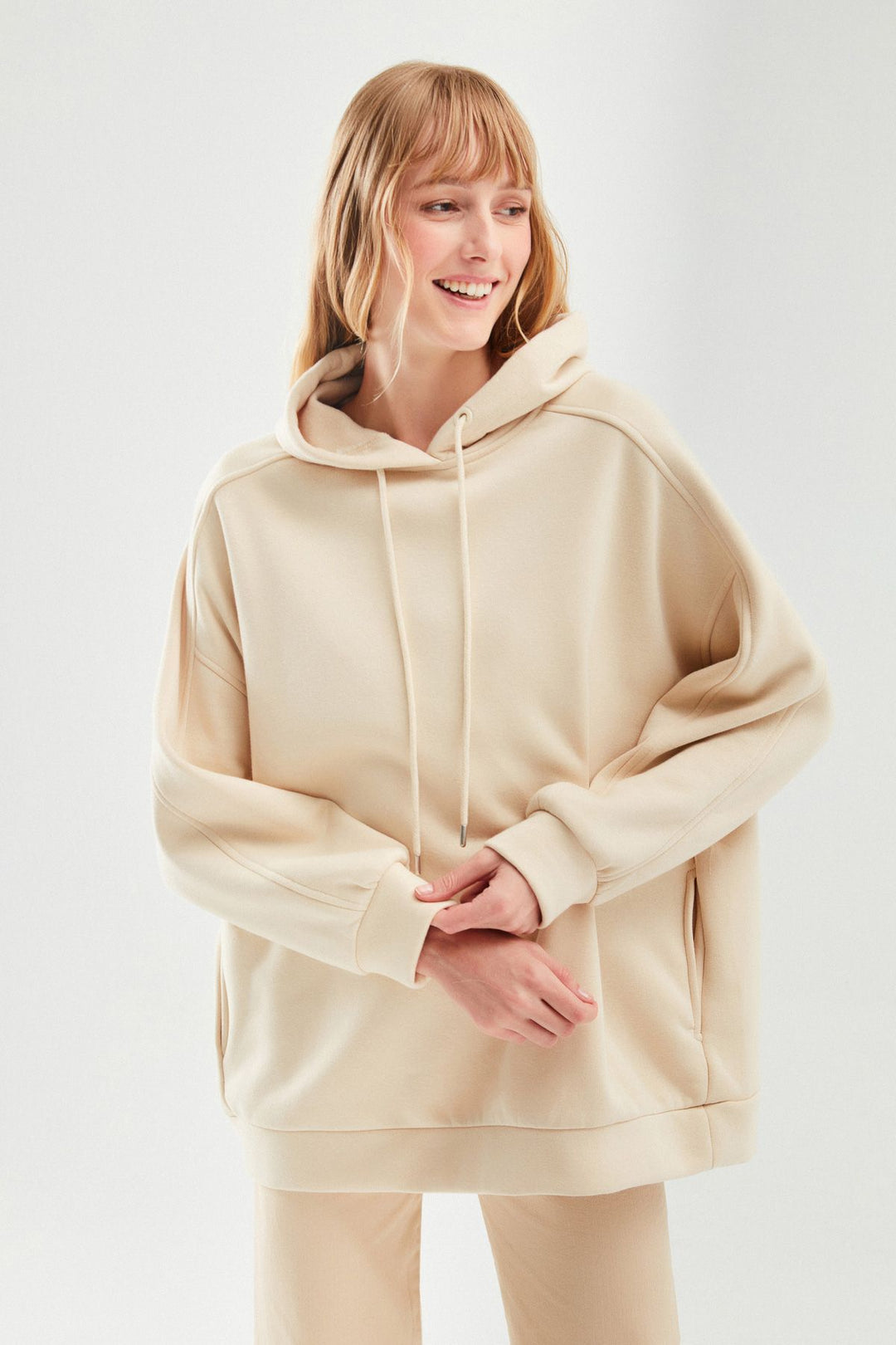 Hooded Oversize Sweatshirt Beige