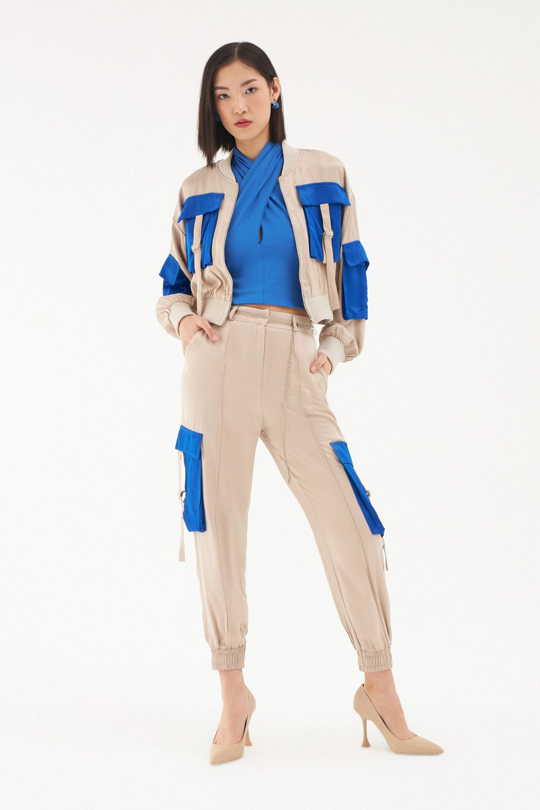 Pocket Detailed Bomber Jacket Stone