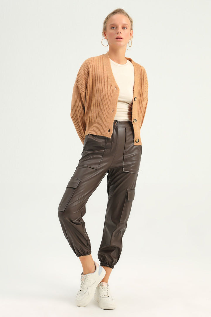 Düğmeli Hırka Camel