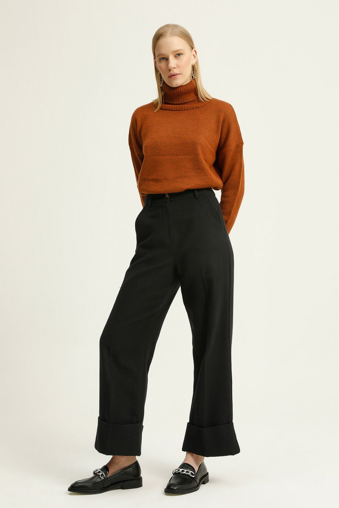 Duble Paça Kaşe Pantolon Siyah