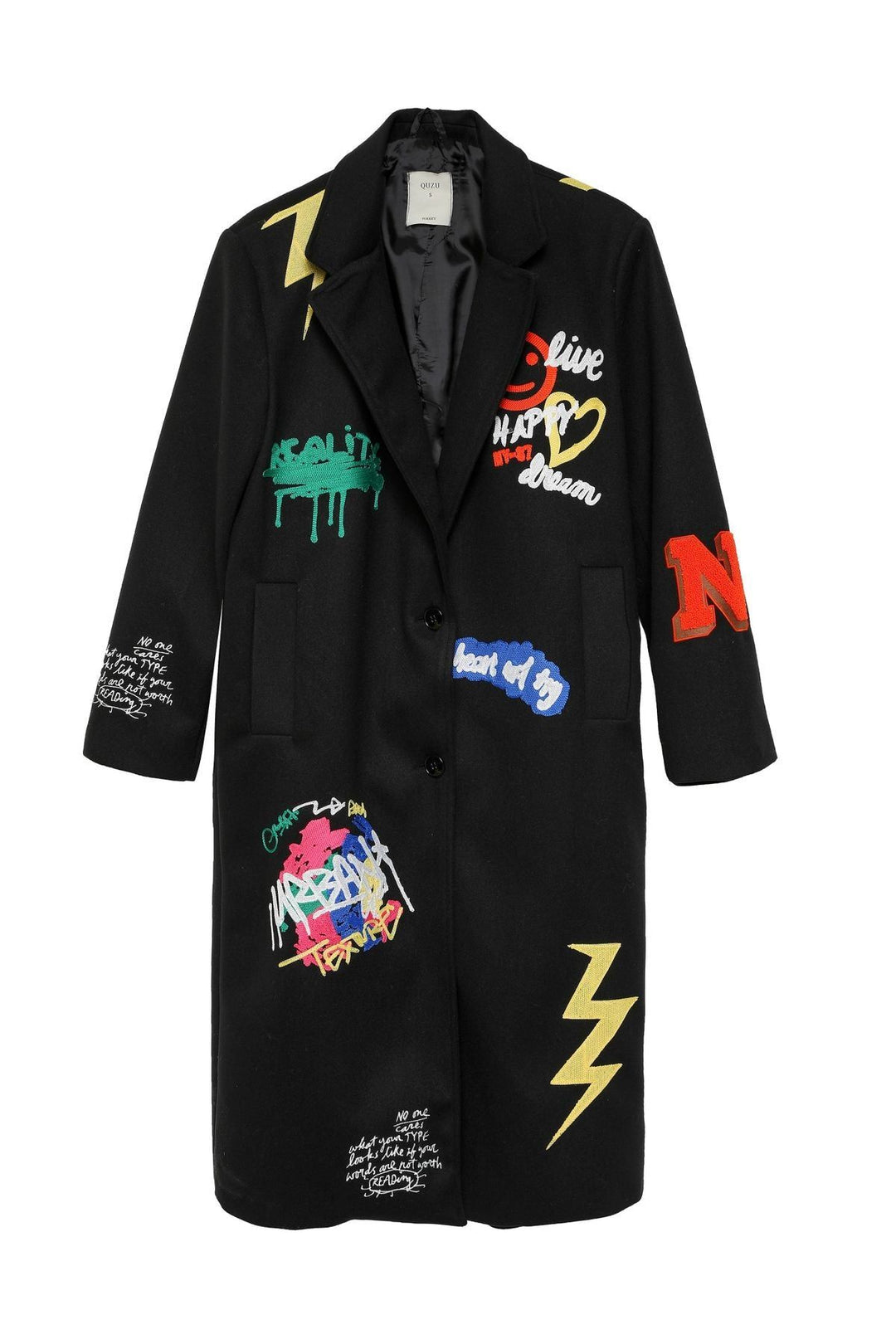 Embroidery Detailed Coat Black