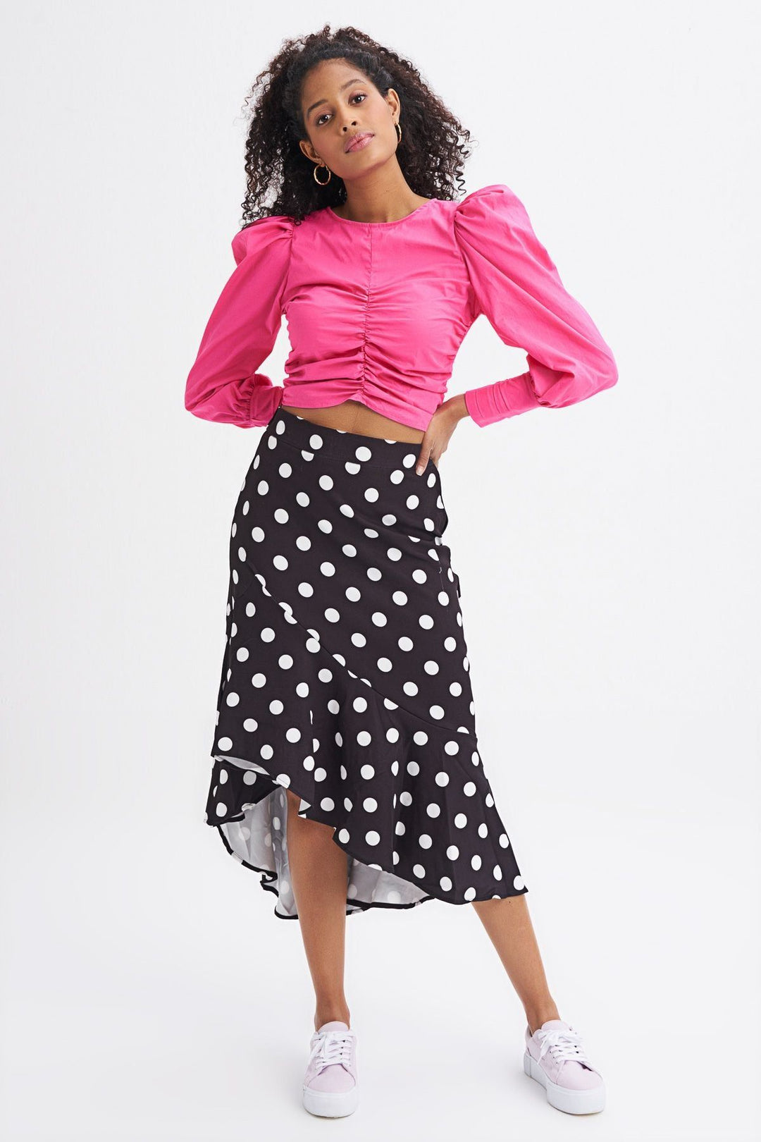 Balon Kol Gipeli Bluz Fuşya