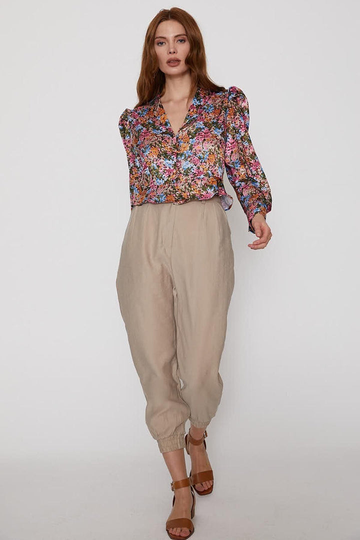 V-Neck Watermelon Buttoned Blouse Fuchsia