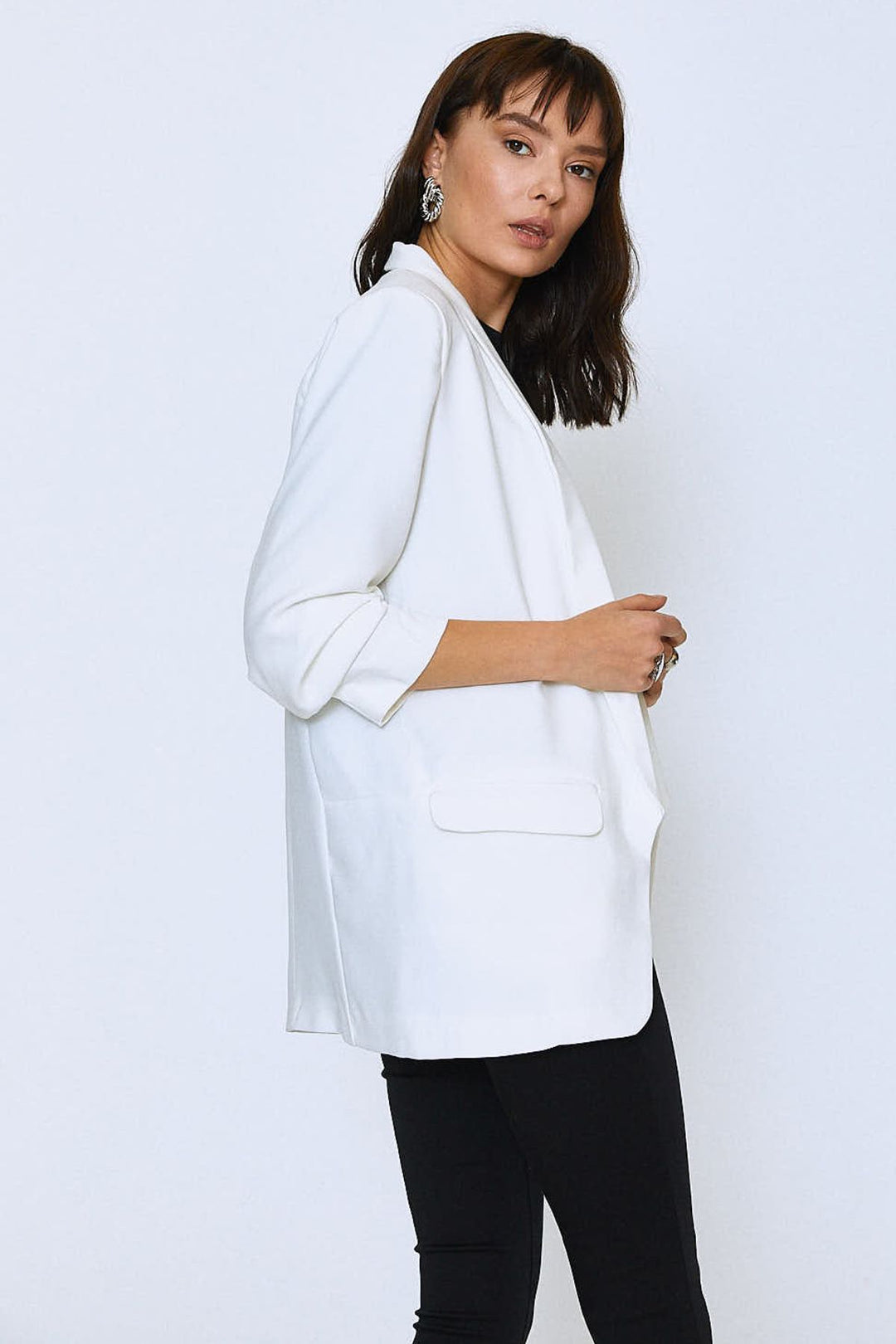Şal Yaka Blazer Ceket Ekru