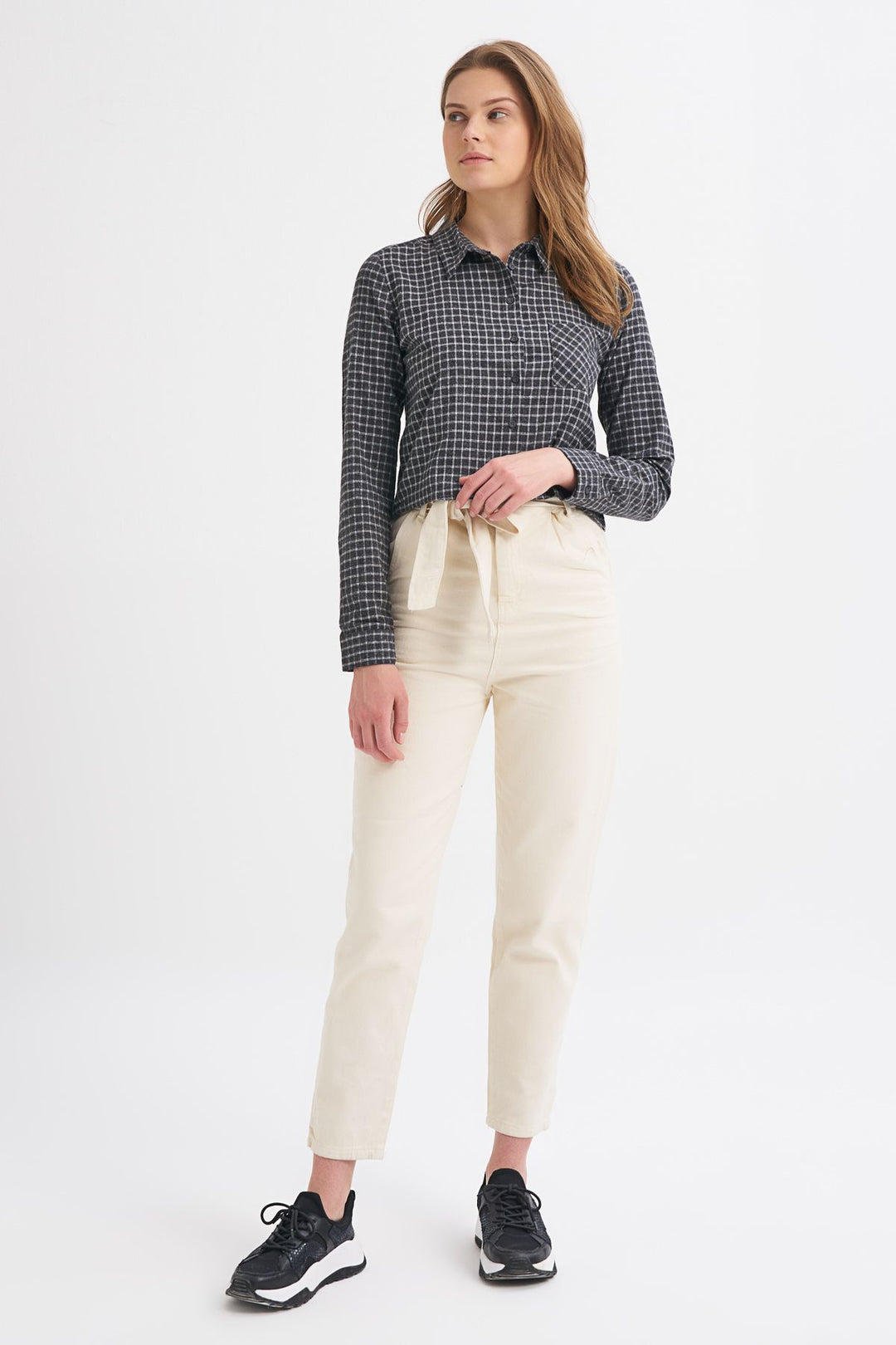 Tek Cepli Ekose Gömlek Siyah