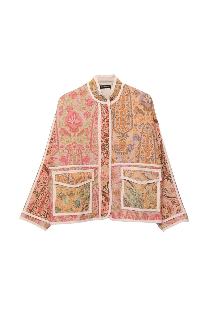 Patterned Quilted Jacket Powder