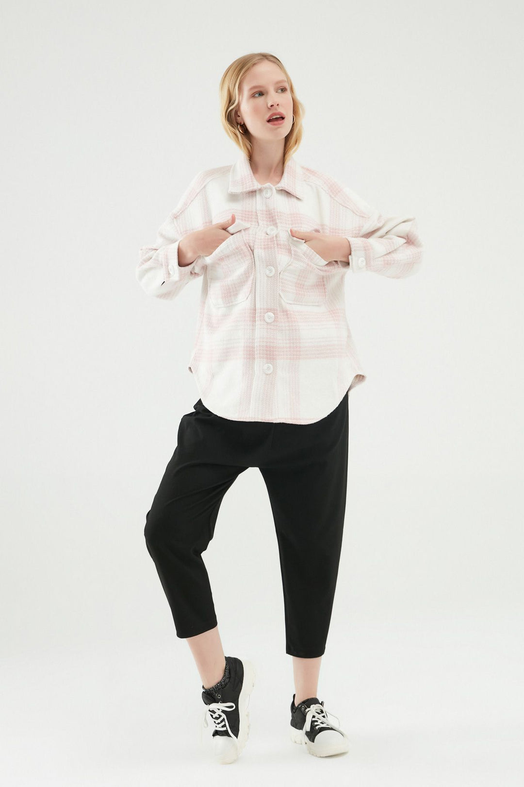 Striped Big Pocket Shirt Pink