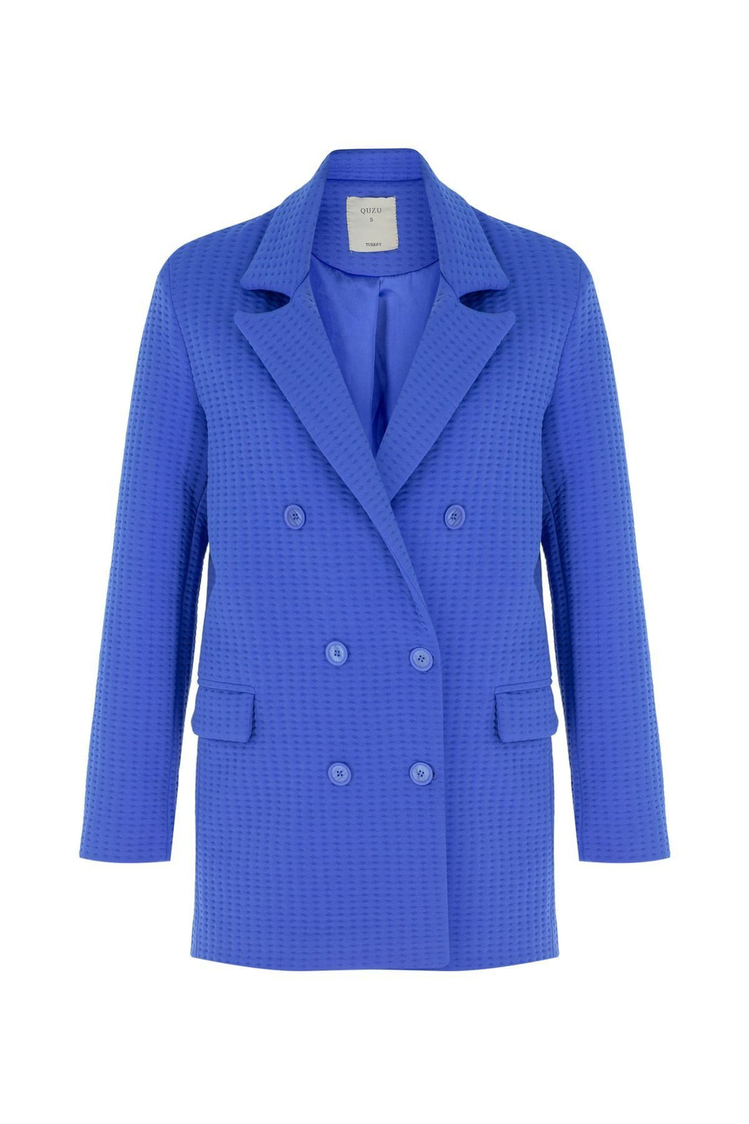 Dokulu Blazer Ceket Sax