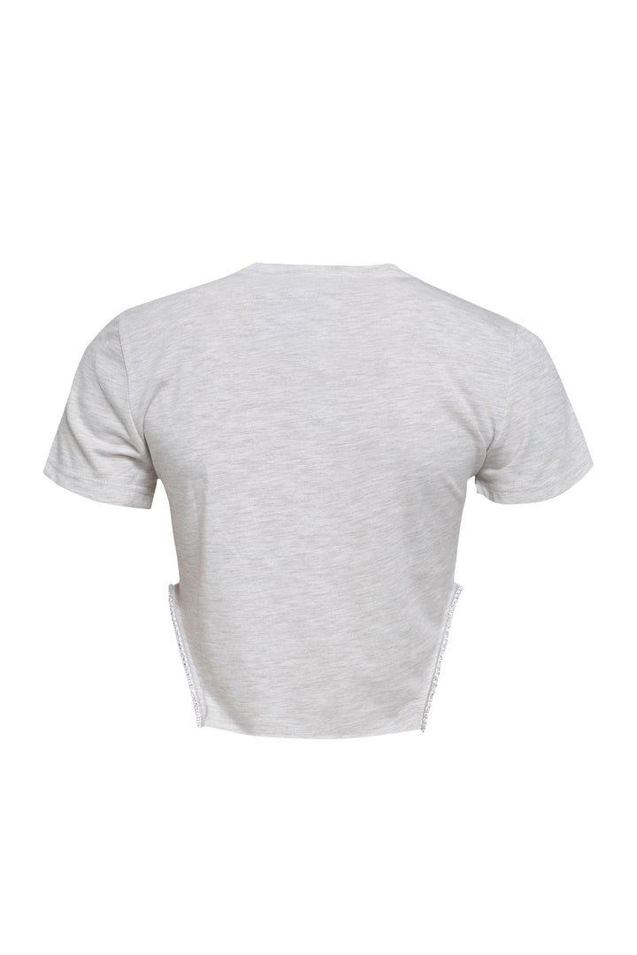 Aksesuarlı Tişört Bej