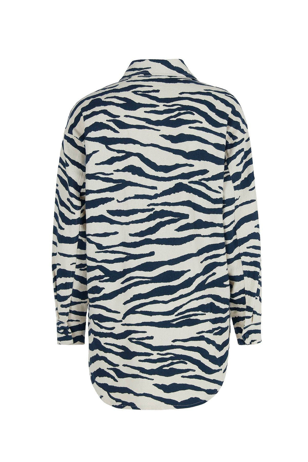 Zebra Patterned Gabardine Shirt Indigo