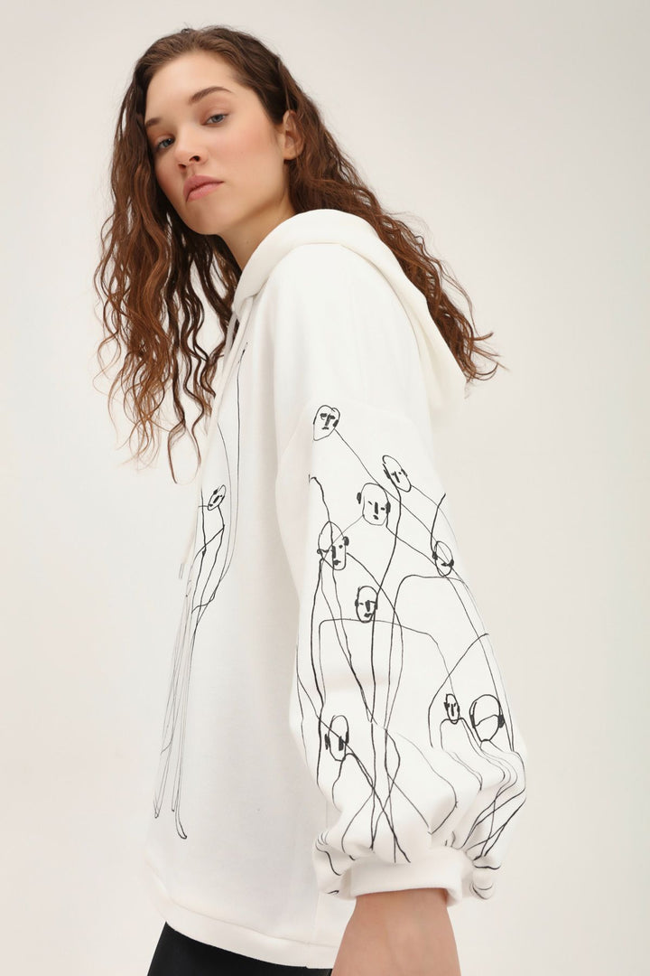 Printed Oversize Sweatshirt White