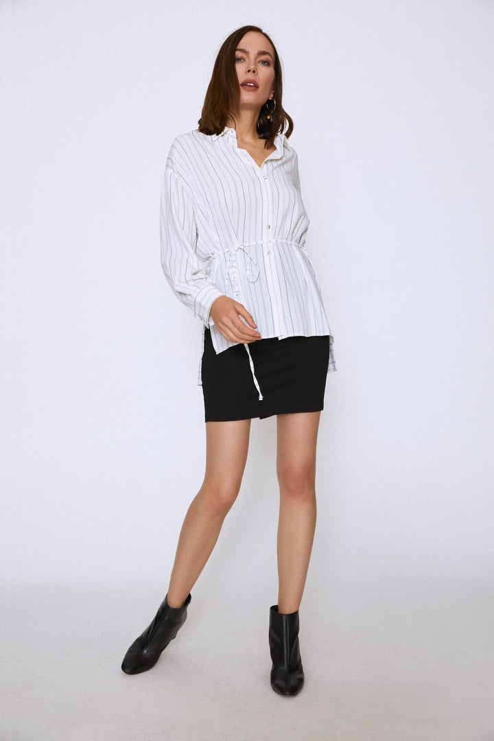 Tie Waist Long Shirt Ecru
