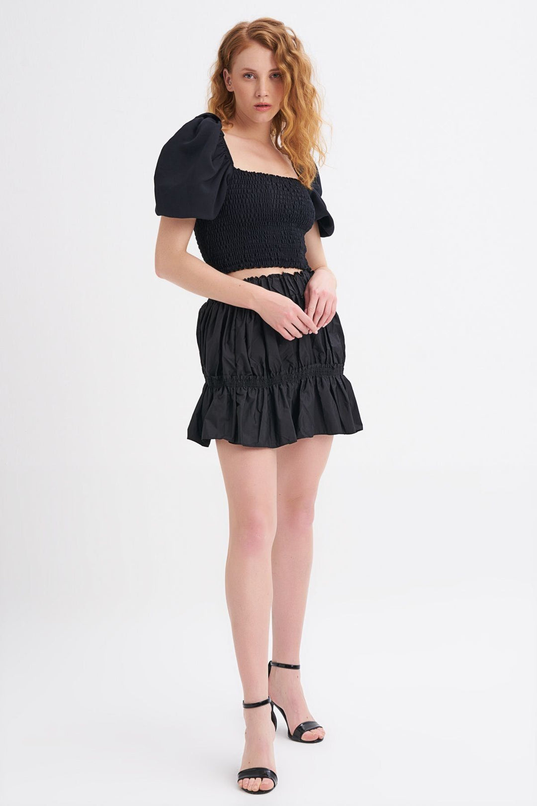 Elastic Waist Skirt Black