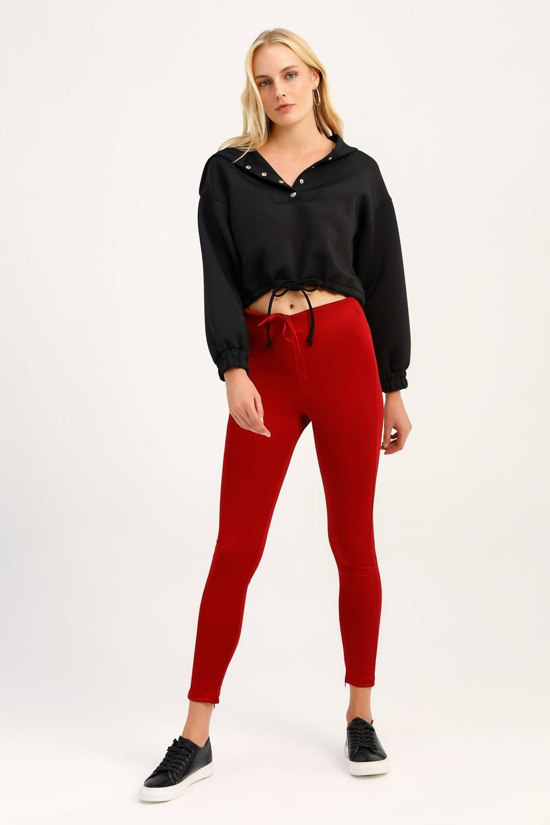 Dalgıç Kumaş Kapüşonlu Sweatshirt Siyah