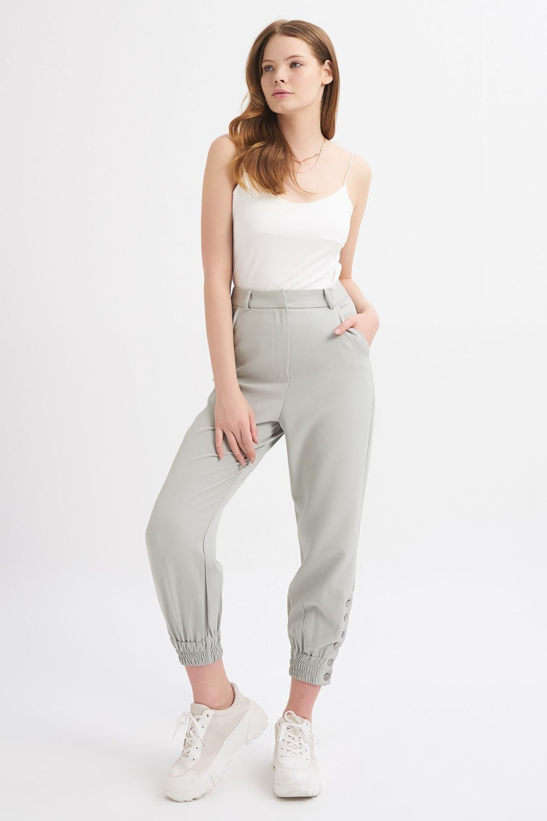 Paçası Çıtçıtlı Jogger Pantolon Mint