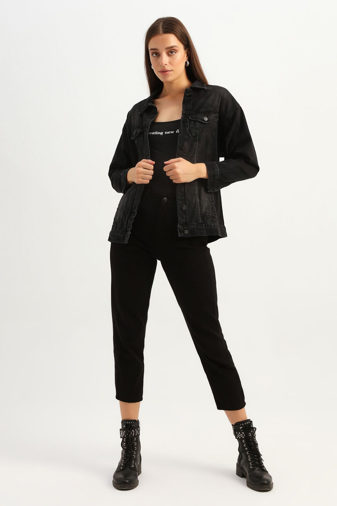 Boyfriend Denim Jacket Anthracite
