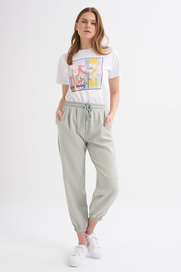 Elastic Leg Trousers Mint