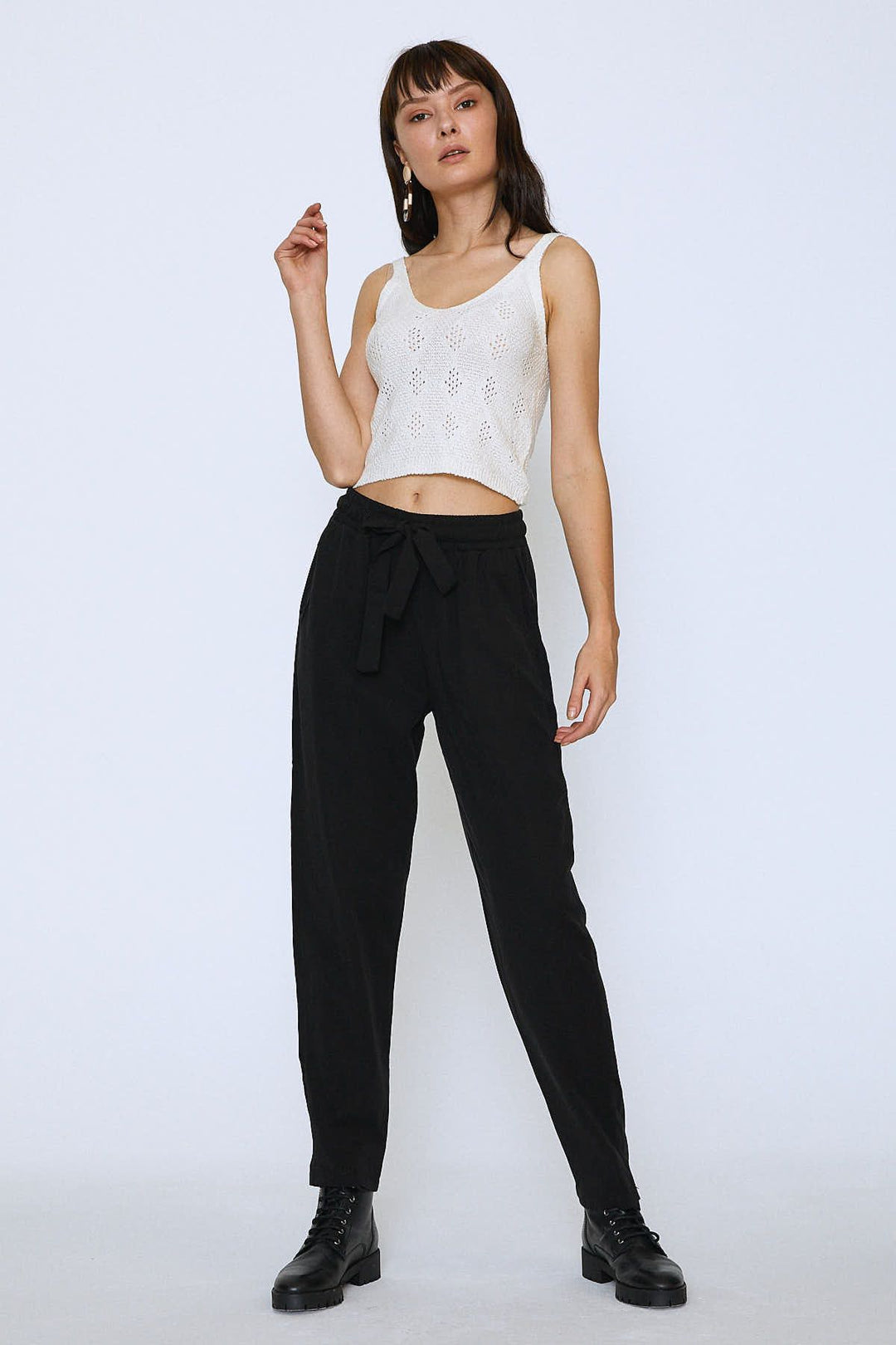 Hanging Openwork V Neck Knitwear Ecru