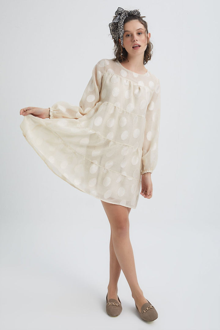 Big Polka Dot Tulle Dress Bone