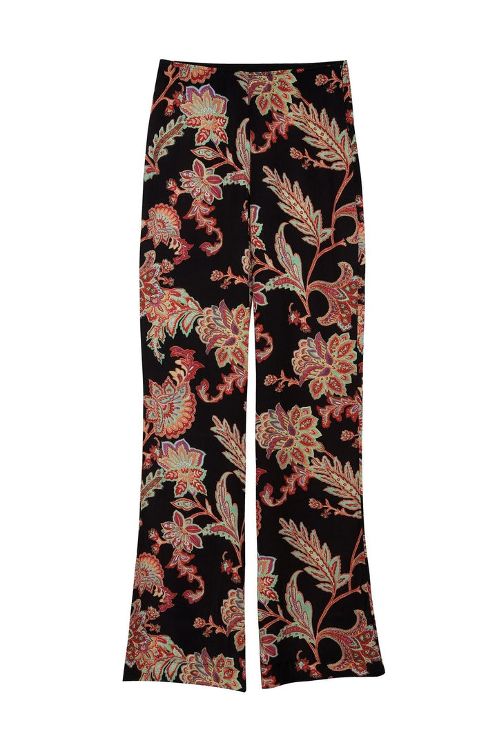 Patterned Wide Leg Trousers Black