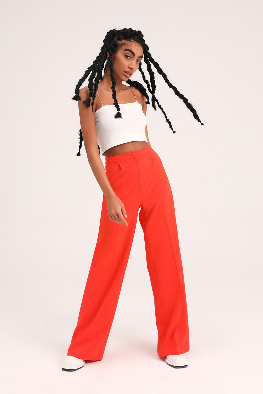 Bol Paça Kumaş Pantolon Turuncu