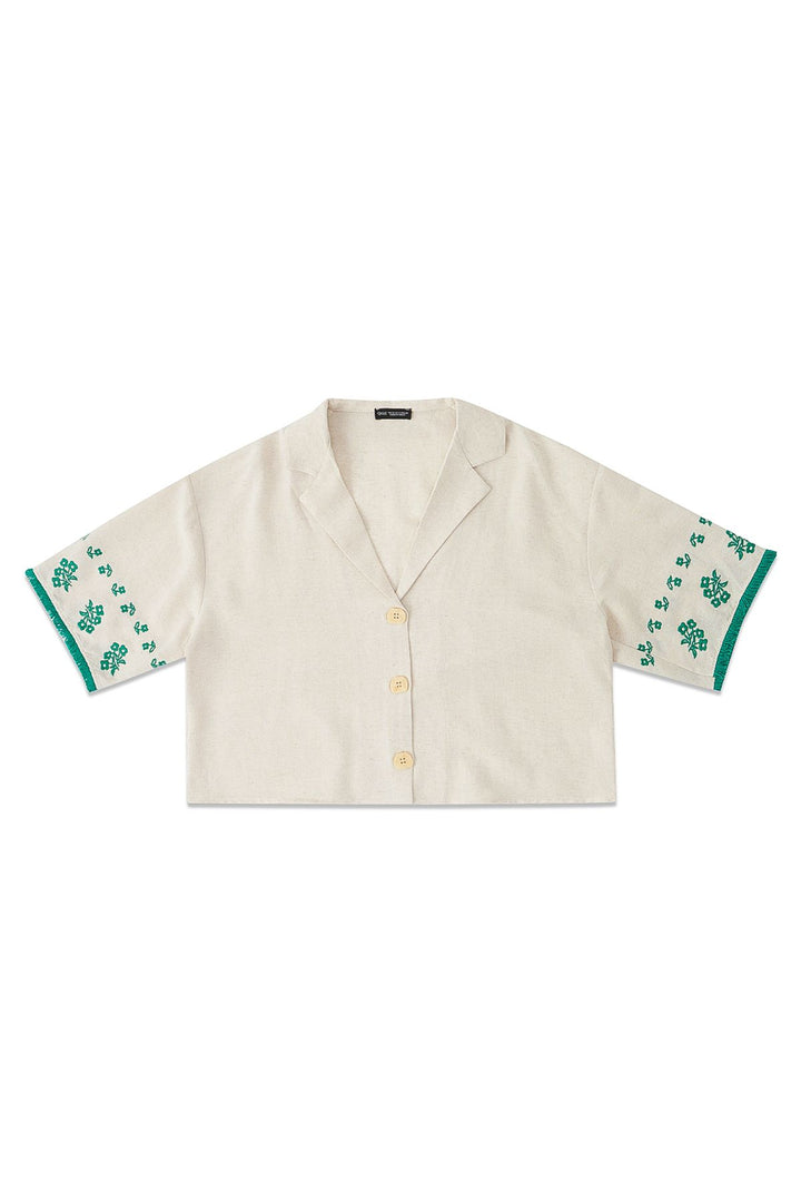 Linen Crop Shirt Natural