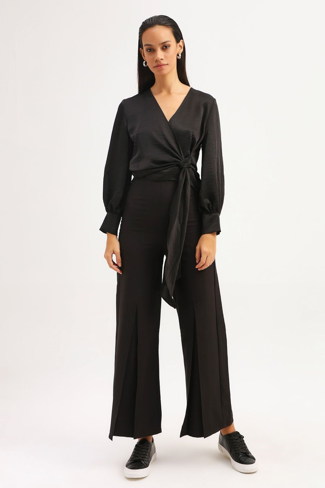 Double Breasted Collar Blouse Black