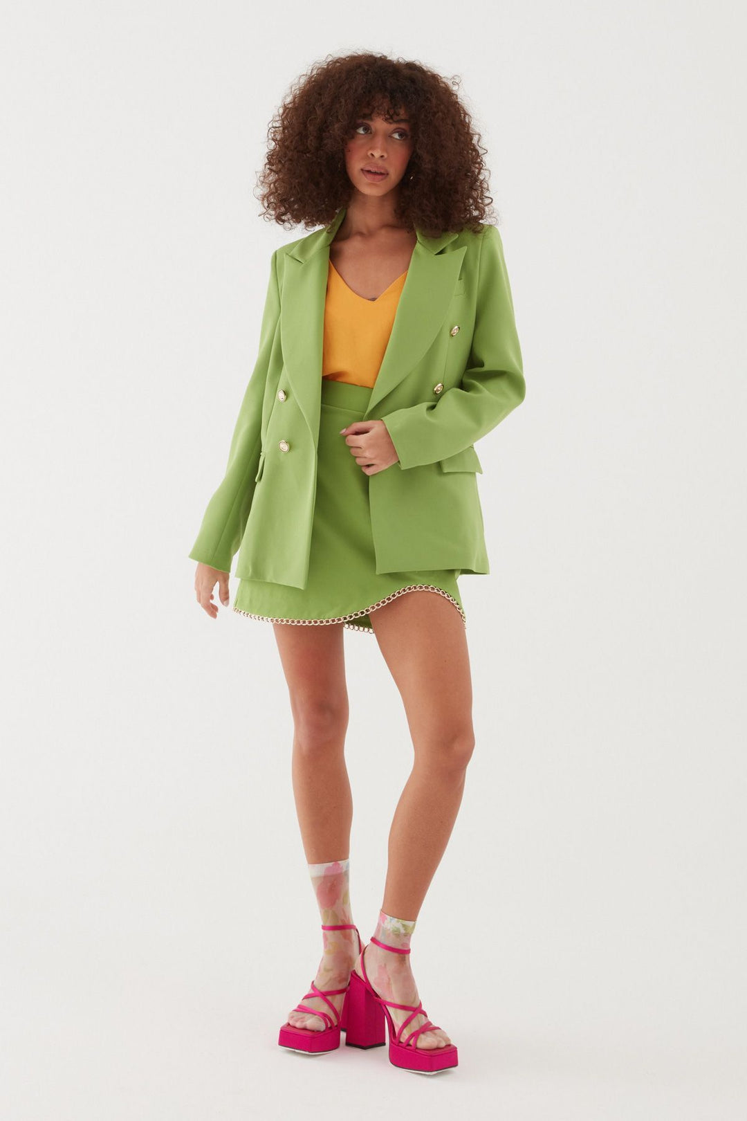 Düğme Detaylı Blazer Ceket Yeşil