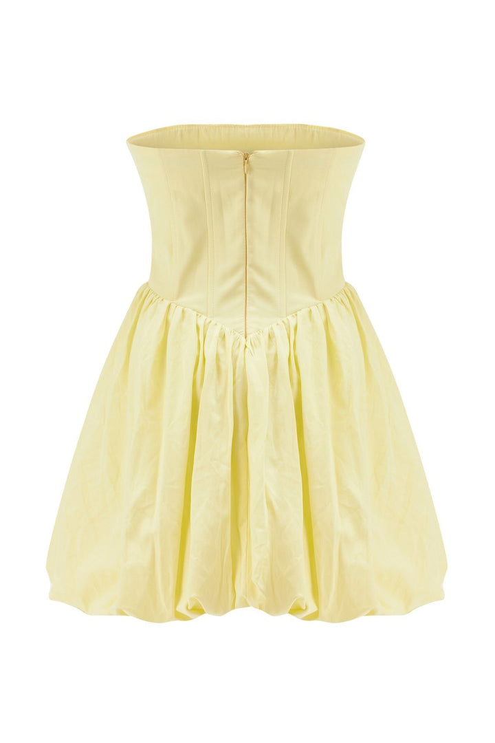 Underwire Strapless Balloon Dress Yellow